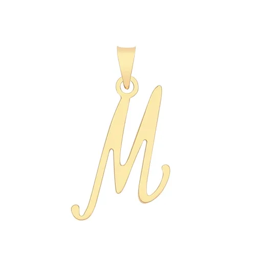 9ct Yellow Gold Script Initial Pendant 19 X 10mm + 5.5mm Bale M